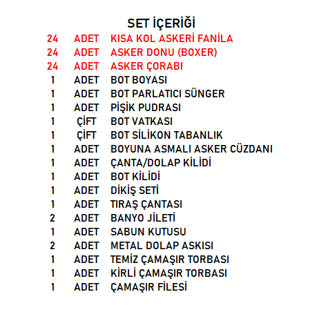 Ekonomik 24'lü Askerlik Seti (Denizci)
