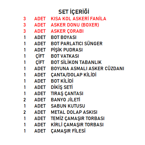 Ekonomik 3'lü Askerlik Seti (Havacı)