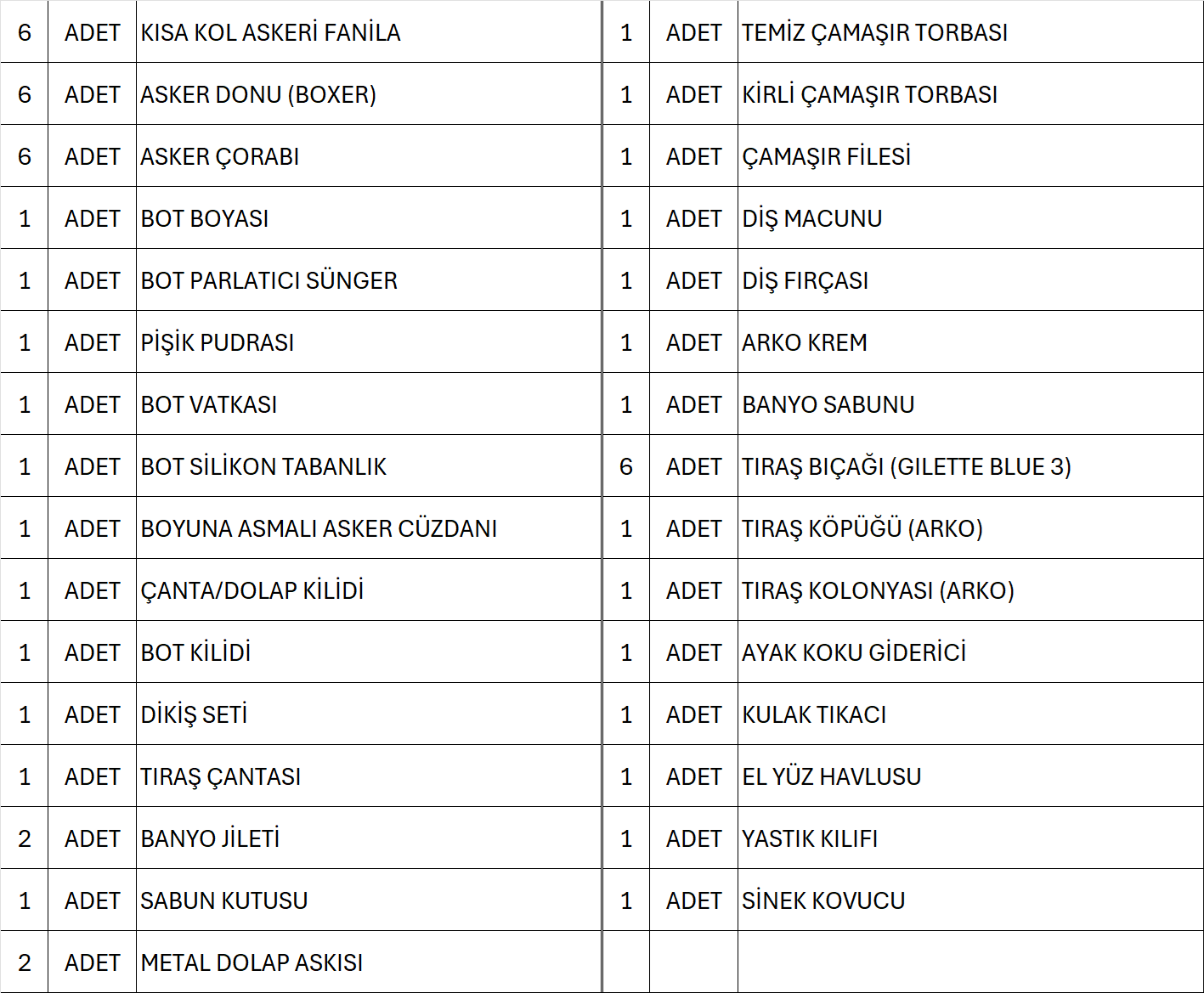 GOLD 6'lı Askerlik Seti