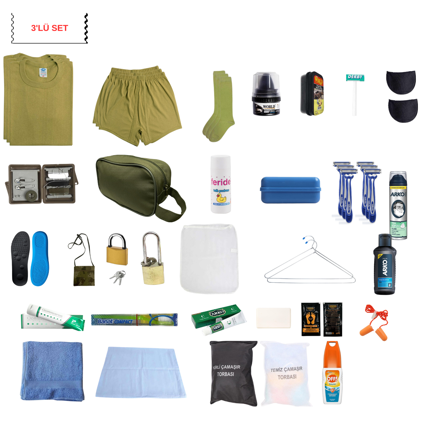 GOLD 3'lü Askerlik Seti