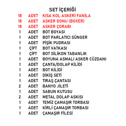 Ekonomik 18'li Askerlik Seti (Havacı)