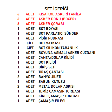 Ekonomik 6'lı Askerlik Seti (Havacı)