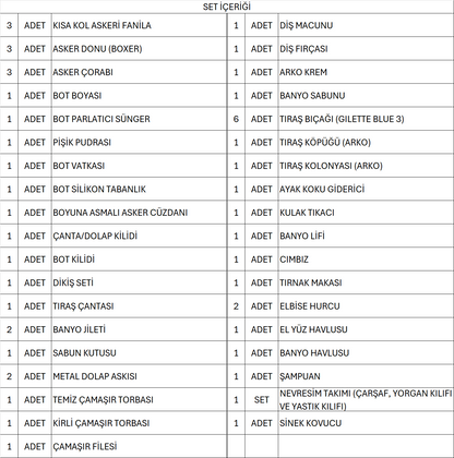 VIP 3'lü Askerlik Seti